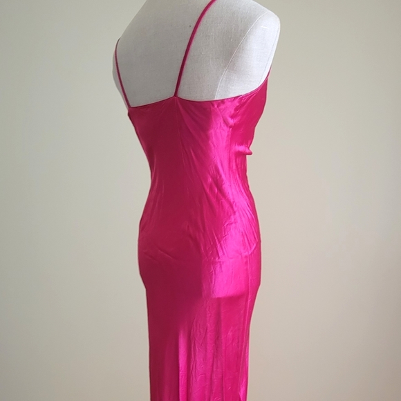 Vintage 90s Floorlength Cowl Neck Satin Slip Dress - Picture 2 of 4